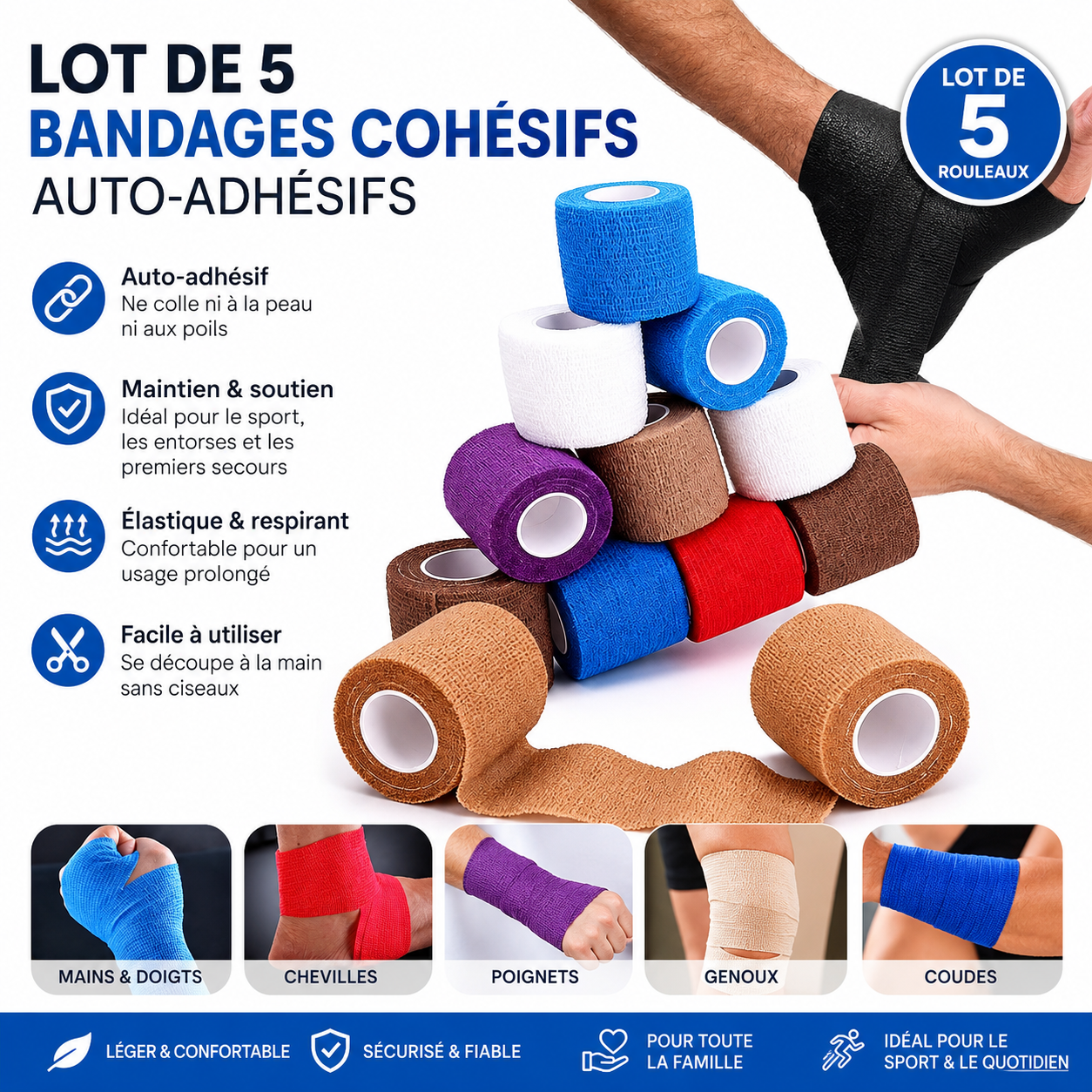 FlexBand™||     Lot de 5 Bandes Cohésives